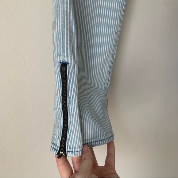 J.CREW Cotton Toothpick Ankle Zipper Pants Size 30 Railroad Stripe - Picture 6 of 9